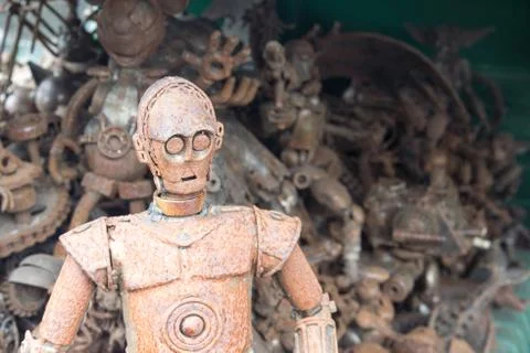 Robot made by scrap iron Stock Photos