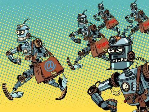 Robot mailman e-mail campaigns 库存插图