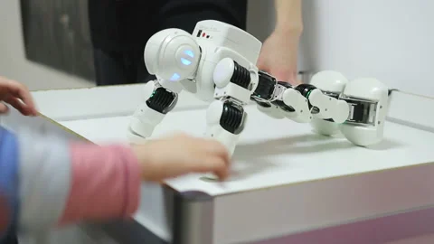 Robot makes charging Stock Footage 87210966