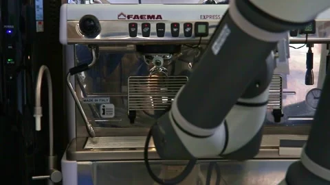 A robot that makes coffee without people, alone Stock Footage 270230833