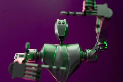 Robot makes frame gesture with fingers Stock Illustration