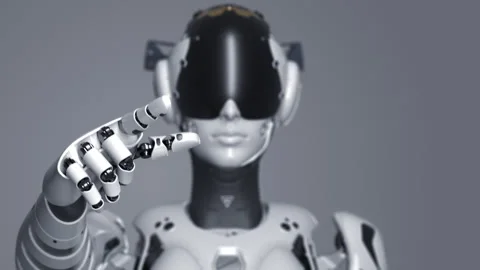 The robot makes a gesture with his index finger Stock Footage 248495647