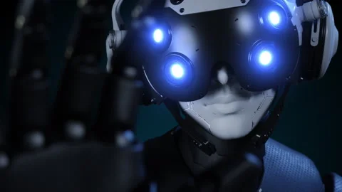 The robot makes a hand gesture "stop" fixing the violation Stock Footage 279551097