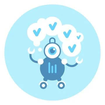 Robot Making Tasks Icon Modern Robotic Technology Illustrazione stock