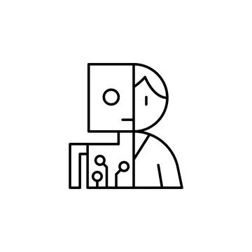 Robot man humanoid icon. Simple line, outline vector of artificial Intelligence Stock Illustration