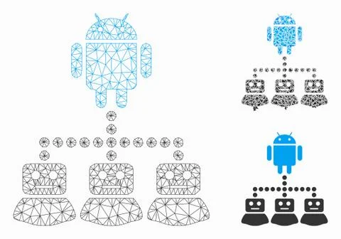 Robot Manager Vector Mesh 2D Model and Triangle Mosaic Icon Stock Illustration