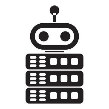 Robot managing data servers, artificial intelligence and cloud computing イラスト素材