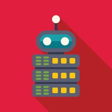 Robot managing server racks, automation and data center efficiency Illustrazione stock