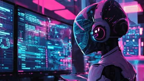 A Robot Manipulating Graphs, in An Experimental Chamber, Panoramic View Stock Footage 294666167