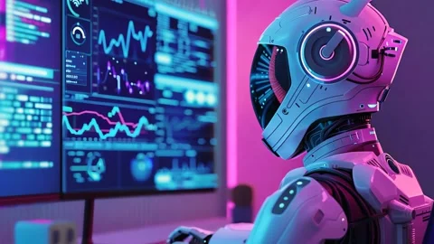 A Robot Manipulating Graphs, in An Experimental Chamber, Panoramic View Stock Footage 294666178