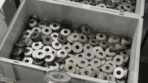 The robot manipulator produces sorting of metal objects Stock Footage 76024088