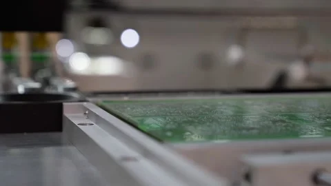 Robot manipulator soldering chip on the stand exhibition of production equipment Stock Footage 161617107