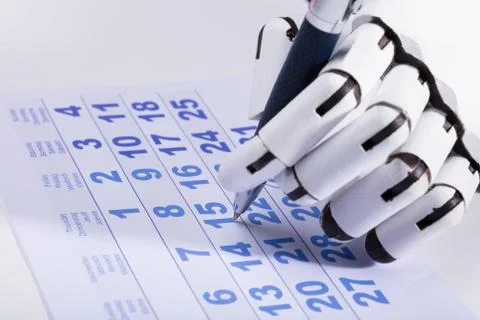 Robot Marking Date On Calendar Stock Illustration