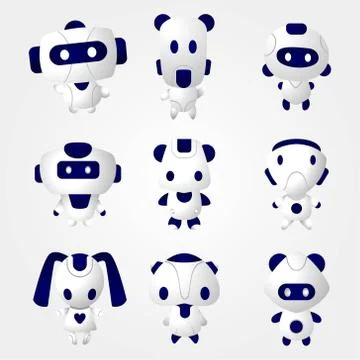 Robot mascot icon with 3D effect Design Stock Illustration