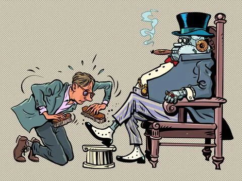 Robot Master. Artificial intelligence gains power over humans. Problems finding Stock Illustration