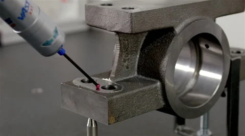 Robot is measuring and pointing. Metalworking industry. Stock Footage 68490865