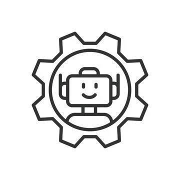 Robot mechanic, icon in line design. Robot, mechanic, engineering, repair 库存插图