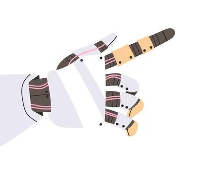 Robot Mechanical Hand with Finger Testing Perception Vector Illustration Illustrazione stock