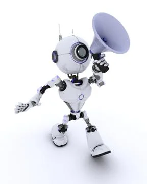 Robot with megaphone Illustrazione stock