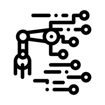 Robot Microchip Vector Outline Illustration Ilustración de archivo