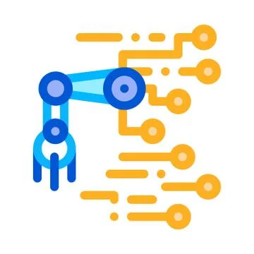 Robot Microchip Vector Outline Illustration Illustrazione stock