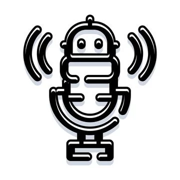 Robot microphone icon broadcasting artificial intelligence concept Stock Illustration