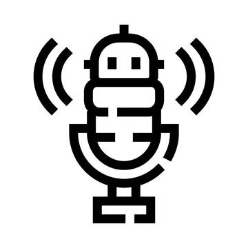 Robot microphone transmitting sound waves for artificial intelligence Stock Illustration
