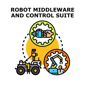 Robot middleware and control suite concept illustration Illustrazione stock