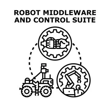 Robot middleware and control suite concept illustration Stock Illustration