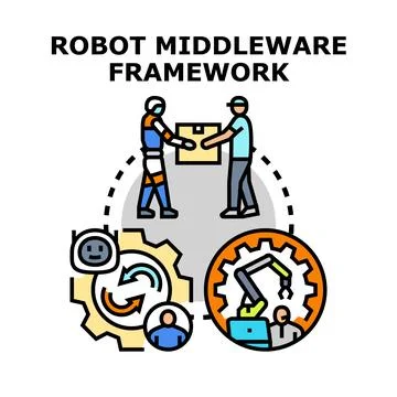 Robot middleware framework facilitating automation and interaction Stock Illustration