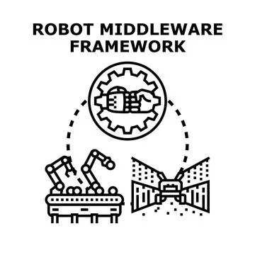 Robot middleware framework interacting human and machine Stock Illustration