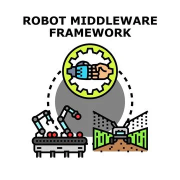 Robot middleware framework interacting human and machine Stockillustratie