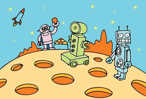 Robot mining operation Stock Illustration