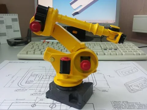 Robot model on table Stock-Fotos