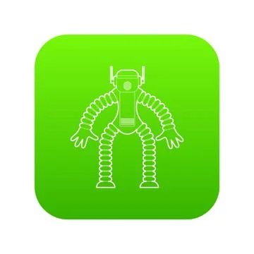 Robot monkey icon green vector 스톡 일러스트