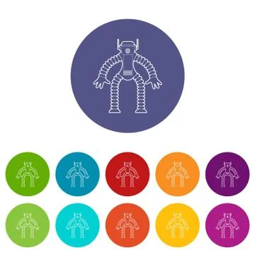 Robot monkey icons set color Stock-Illustration