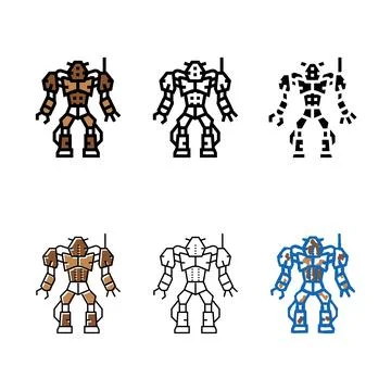 Robot monster color icon range vector Illustrazione stock