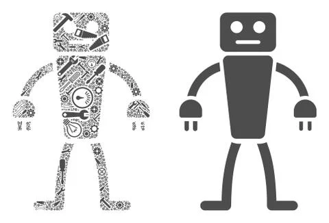 Robot Mosaic of Service Tools Stockillustratie