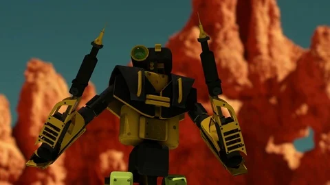 Robot moving around robotic robotics Stock Footage