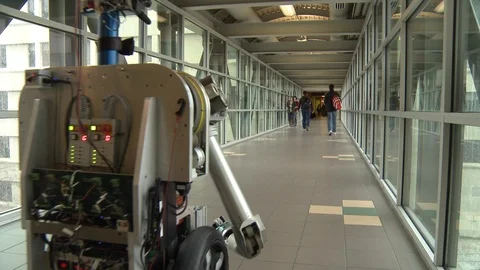 Robot moving in the passage Stock Footage 99049878