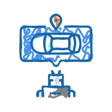 Robot navigation icon doodle illustration Stock Illustration