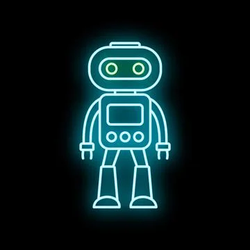 Robot neon icon representing artificial intelligence and technology Illustrazione stock