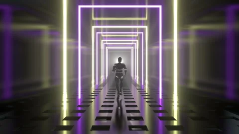 Robot Neon Tunnel Stock Footage 258046330