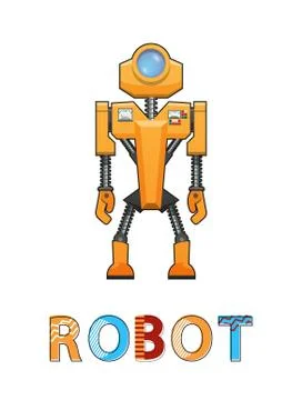 Robot New Technology Poster Vector Illustration 스톡 일러스트