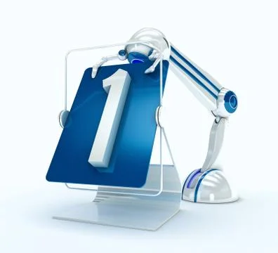 Robot with No. 1 Stock Illustration