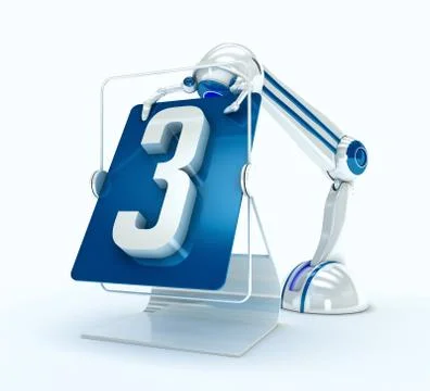 Robot with No. 3 Stock Illustration