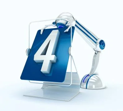 Robot with No. 4 Stock Illustration