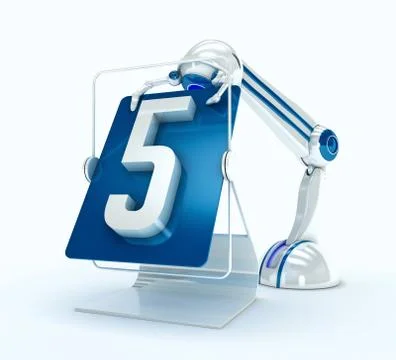 Robot with No. 5 Stock Illustration