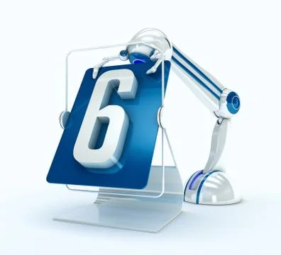 Robot with No. 6 Stock Illustration