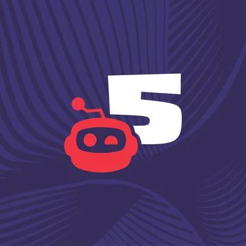 Robot Number 5 Logo Stock Illustration